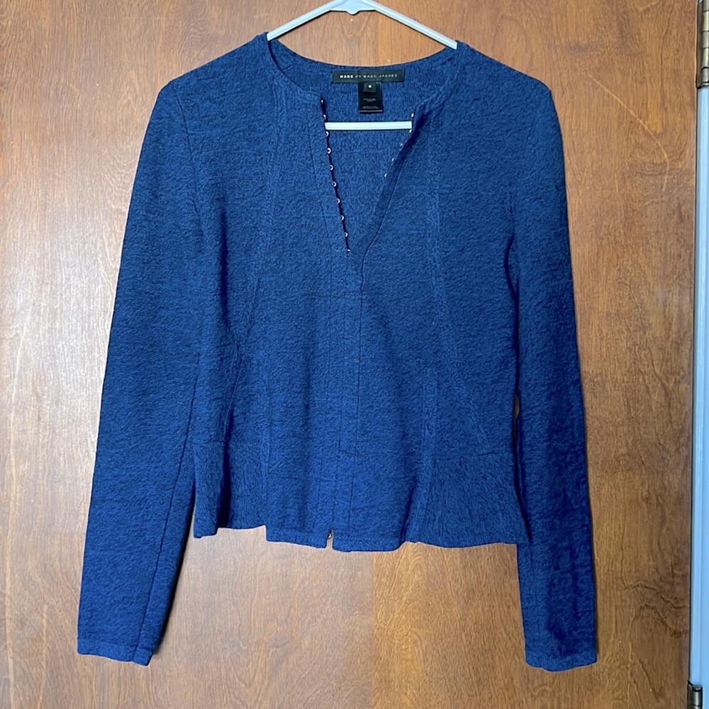 Marc by Marc Jacobs blue peplum knit top S